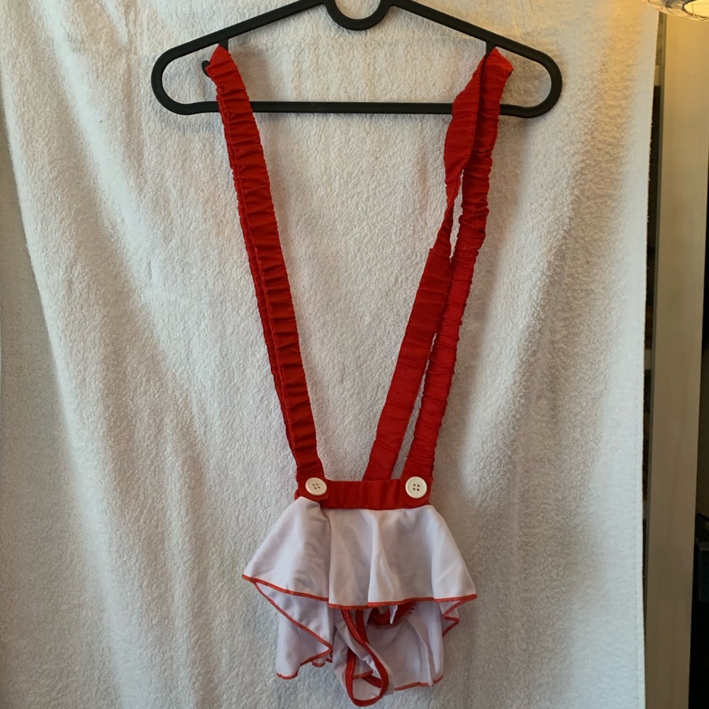 (3/$30) Red and White Ruffled Suspender Skirt